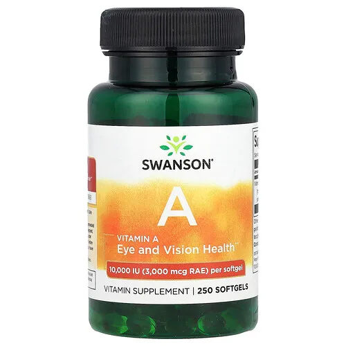 Swanson Vitamins, Vitamina A, 10.000 UI, 250 cápsulas blandas