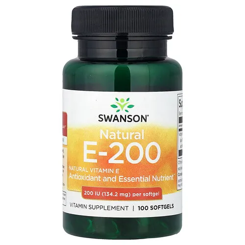 Swanson Vitamins, Vitamina E natural, 134,2 mg (200 UI), 100 cápsulas blandas