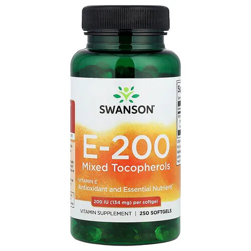 Swanson Vitamins, E-200 tocoferoles mixtos, 134 mg (200 UI), 250 cápsulas blandas