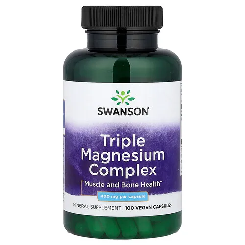 Swanson Vitamins, Complejo triple de magnesio, 400 mg, 100 cápsulas