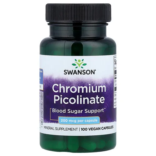 Swanson Vitamins, Picolinato de cromo, 200 mcg, 100 cápsulas veganas