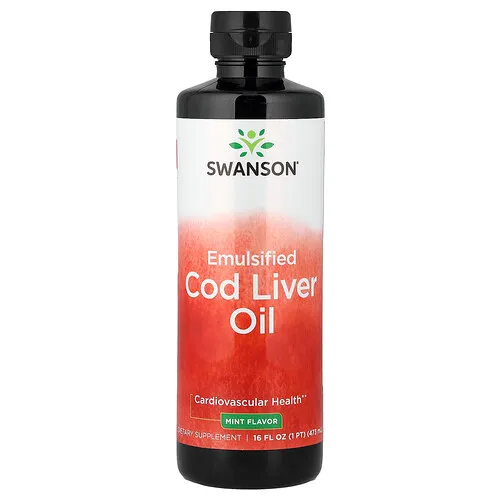 Swanson Vitamins, Aceite de hígado de bacalao emulsionado, Menta, 473 ml (16 oz. líq.)