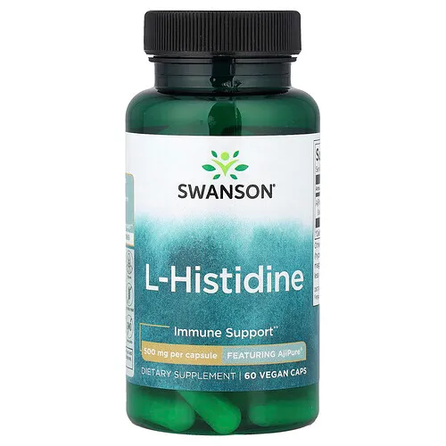 Swanson Vitamins, L-histidina, 500 mg, 60 cápsulas veganas