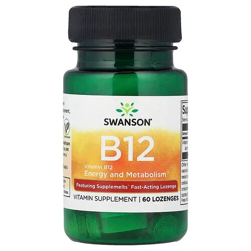 Swanson Vitamins, Vitamina B12, 60 pastillas (5000 mcg por pastilla)