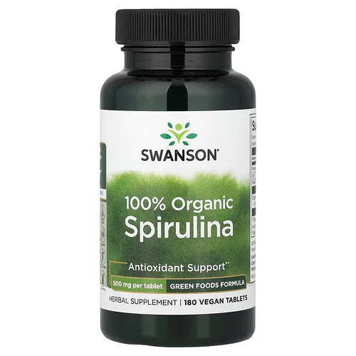 Swanson Vitamins, Espirulina 100 % orgánica, 180 comprimidos veganos