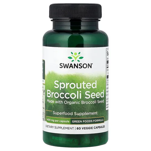 Swanson Vitamins, Semilla de brócoli germinada, 400 mg, 60 cápsulas vegetales