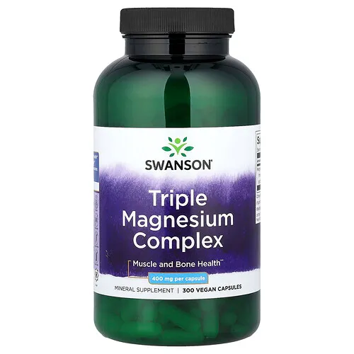 Swanson Vitamins, Complejo de triple magnesio, 400 mg, 300 cápsulas veganas