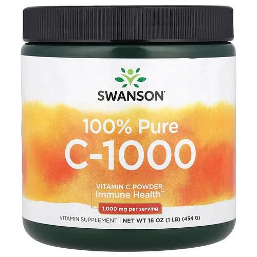 Swanson Vitamins, Vitamina C-1000 100 % pura, Vitamina C en polvo, 454 g (16 oz)