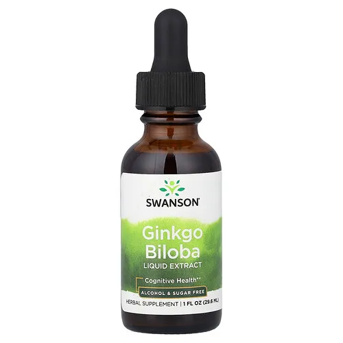 Swanson Vitamins, Extracto líquido de Ginkgo biloba, Sin alcohol ni azúcar, 29,6 ml (1 oz. líq.)