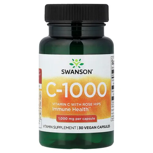 Swanson Vitamins, C-1000 con rosa mosqueta, 30 cápsulas veganas