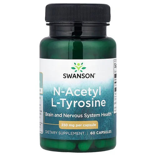 Swanson Vitamins, N-acetil L-tirosina, 350 mg, 60 cápsulas