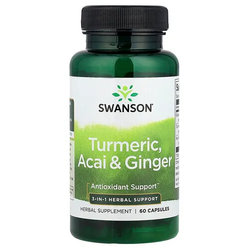 Swanson Vitamins, Cúrcuma, asaí y jengibre`` 60 cápsulas