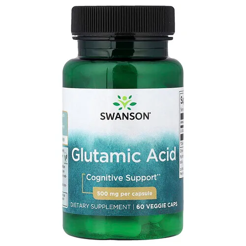 Swanson Vitamins, Ácido glutámico, 500 mg, 60 cápsulas vegetales