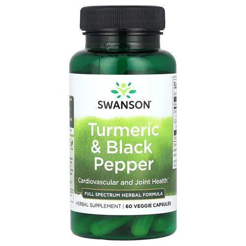Swanson Vitamins, Cúrcuma y pimienta negra, 60 cápsulas vegetales