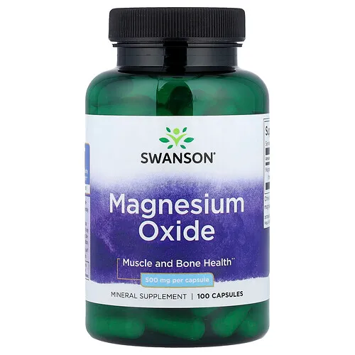 Swanson Vitamins, Óxido de magnesio, 500 mg, 100 cápsulas