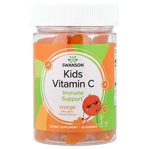 Swanson Vitamins, Vitamina C para niños, Naranja, 60 gomitas
