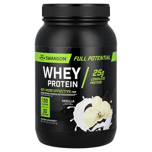 Swanson Vitamins, Proteína de suero de leche con todo el potencial, Vainilla, 1050 g (2,31 lb)