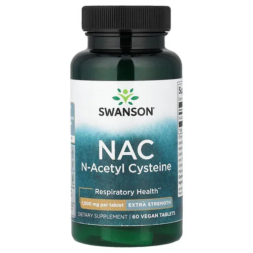 Swanson Vitamins, NAC, 60 comprimidos veganos (1 g por comprimido)