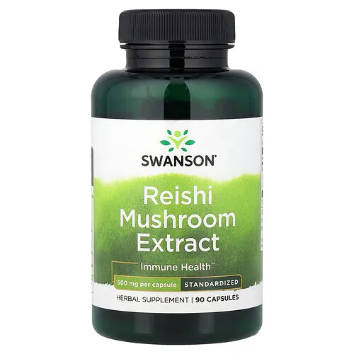 Swanson Vitamins, Extracto de hongo reishi, Estandarizado, 500 mg, 90 cápsulas