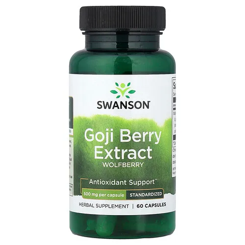 Swanson Vitamins, Extracto de baya de goji, Estandarizado, 500 mg, 60 cápsulas