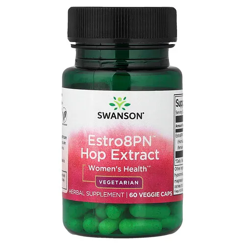 Swanson Vitamins, Estro8PN™, Extracto de lúpulo, Suplemento para la salud de la mujer, 60 cápsulas vegetales (10 mg por cápsula)