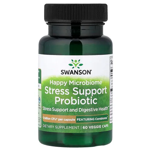 Swanson Vitamins, Happy Microbiome Probiótico de refuerzo contra el estrés, 3000 millones de UFC, 60 cápsulas vegetales