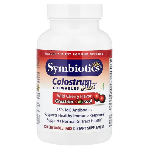 Symbiotics, Colostrum Plus®, Comprimidos masticables, Cereza silvestre, 120 comprimidos masticables