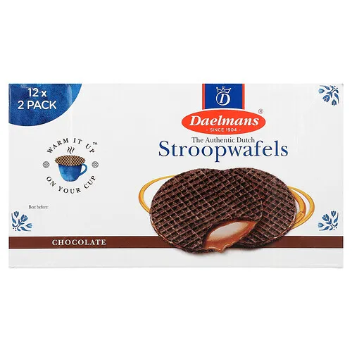 Daelmans, Stroopwafels, Chocolate, 12 a 2 paquetes, 72,5 g (2,56 oz) cada uno