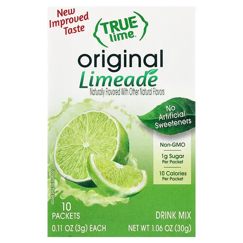 True Citrus, True Lime®, Limada, Original, 10 sobres, 3 g (0,11 oz) cada uno