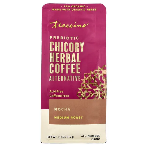 Teeccino, Alternativa a base de hierbas y café con achicoria prebiótica, Moca, Tostado medio, Sin cafeína, 312 g (11 oz)