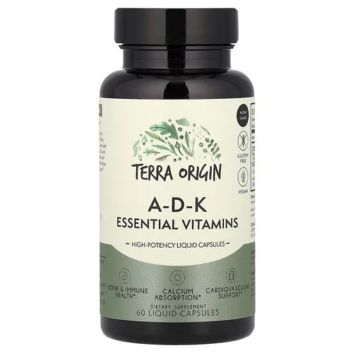 Terra Origin, Vitaminas esenciales ADK, 60 cápsulas líquidas