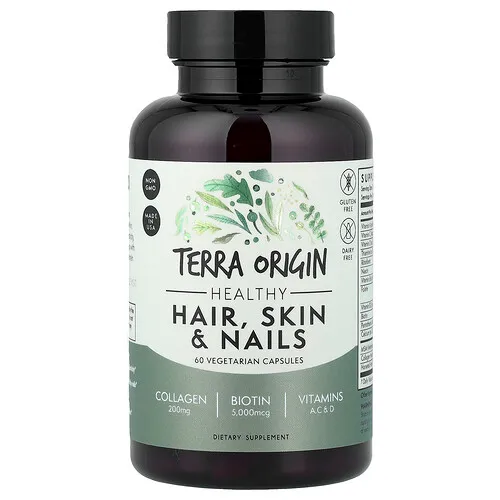 Terra Origin, Cabello, piel y uñas saludables, 60 cápsulas vegetales