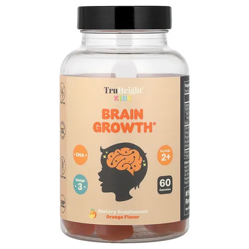 TruHeight, Suplemento para favorecer el desarrollo cerebral, Para niños de 2 años en adelante, Naranja, 60 gomitas