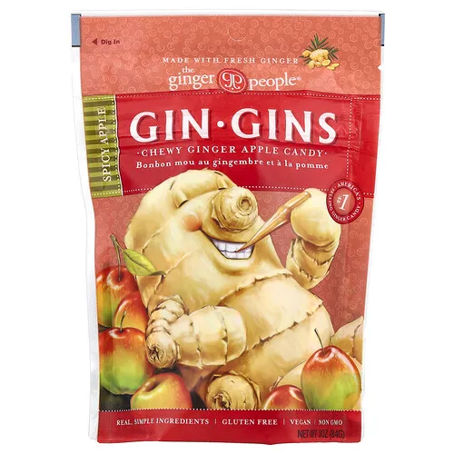 The Ginger People, Gin· Ginebra, caramelo masticable de jengibre, manzana picante, 3 oz (84 g)