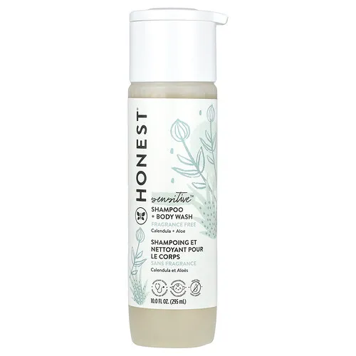 The Honest Company, Champú y gel de ducha para pieles sensibles, Sin fragancia, 295 ml (10,0 oz. líq.)
