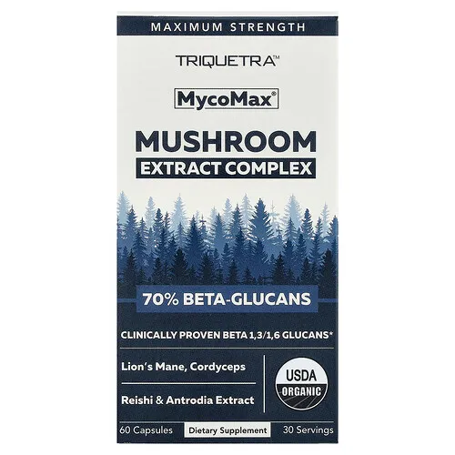 Triquetra Health, MycoMax®, Complejo de extractos de hongos, Máxima concentración, 60 cápsulas