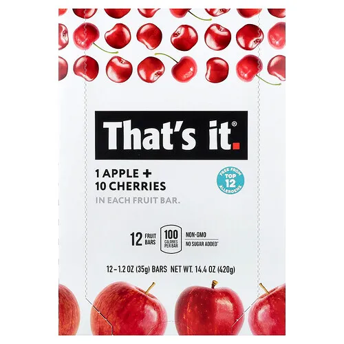 That's It, Barritas de frutas, Manzana y cerezas`` 12 barritas, 35 g (1,2 oz) cada una