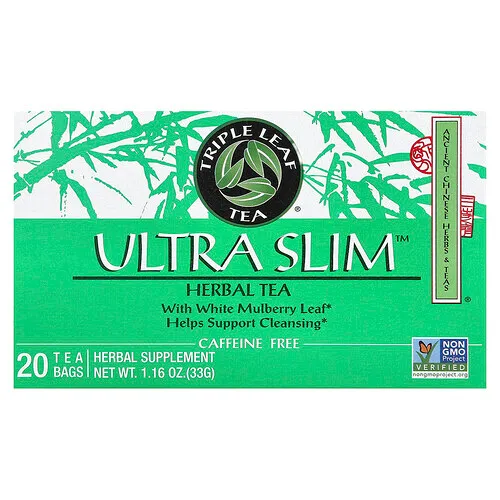 Triple Leaf Tea, Ultradelgado, Té de hierbas, Con hoja de morera blanca, Sin cafeína, 20 bolsitas de té, 33 g (1,16 oz)
