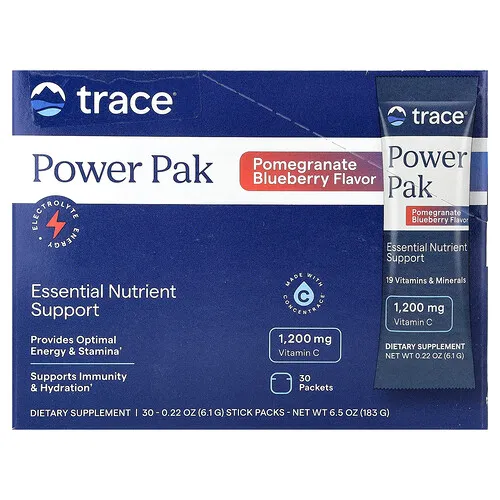 Trace, Power Pak, Granada y arándanos azules, 30 sobrecitos, 6,1 g (0,22 oz) cada uno