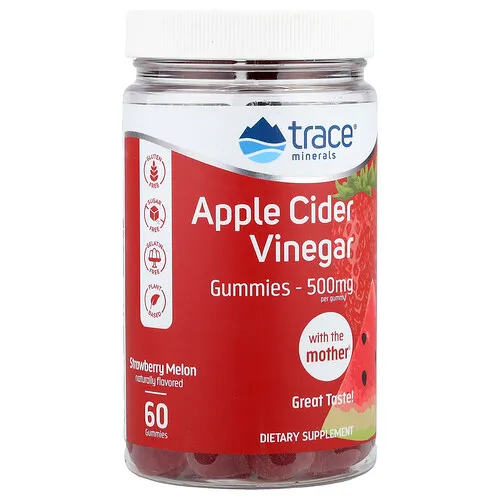 Trace, Gomitas de vinagre de sidra de manzana, Sabor a fresa y melón, 500 mg, 60 gomitas