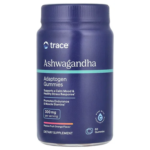 Trace, Gomitas adaptógenas de ashwagandha, Maracuyá y naranja, 60 gomitas