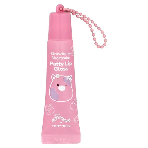 TonyMoly, Original Squishmallows™, Brillo labial con forma de llavero de Patty, Tarta de fresa, 11 g