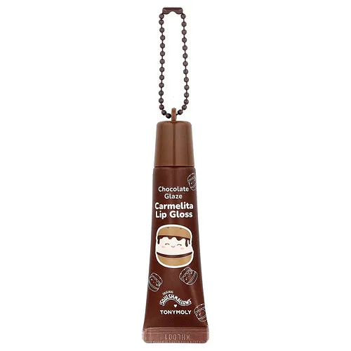 TonyMoly, Original Squishmallows™, Brillo de labios con forma de llavero de carmelita, Glaseado de chocolate, 11 g (0,38 oz)