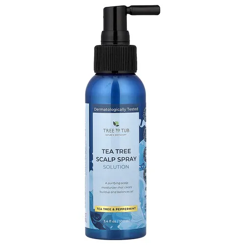 Tree To Tub, Solución en spray para el cuero cabelludo con árbol del té, Árbol del té y menta, 100 ml (3,4 oz. líq.)