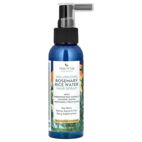 Tree To Tub, Spray voluminizador para el cabello con agua de arroz y romero, 100 ml (3,4 oz. líq.)