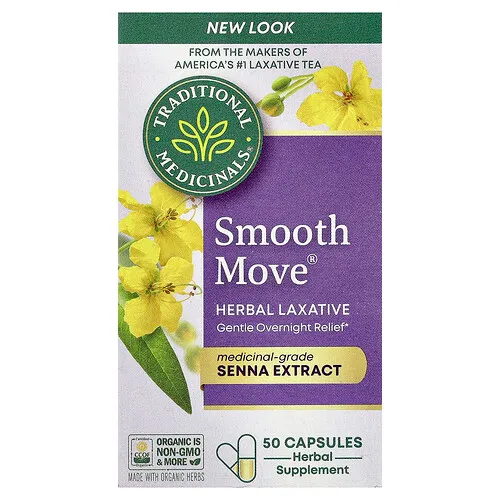 Traditional Medicinals, Cápsulas Smooth Move, Sen, 50 cápsulas