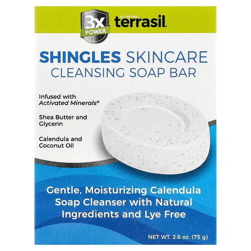 Terrasil, Barra de jabón de limpieza para el cuidado de la piel y el herpes zoster, 75 g (2,6 oz)