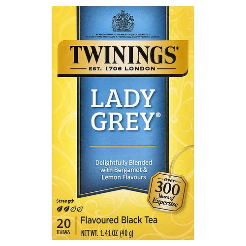 Twinings, Té negro con sabor, Lady Grey®, 20 bolsitas de té, 40 g (1,41 oz)