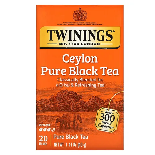 Twinings, Té negro puro, Ceilán, 20 bolsitas de té, 40 g (1,41 oz)