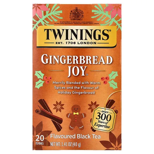 Twinings, Té negro con sabor, Gingerbread Joy®, 20 bolsitas de té, 40 g (1,41 oz)